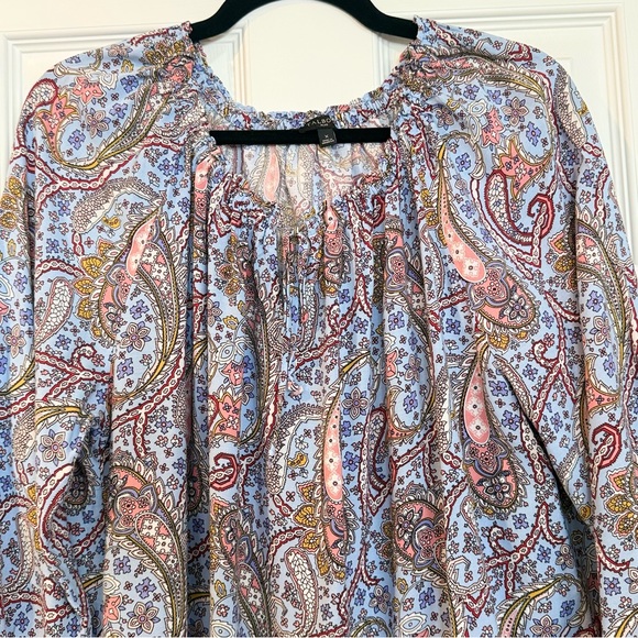 🌼 Talbots Paisley Tie Front Blouse - Picture 5 of 10